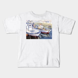 Barcas en El Puerto, Almeria, Spain Kids T-Shirt